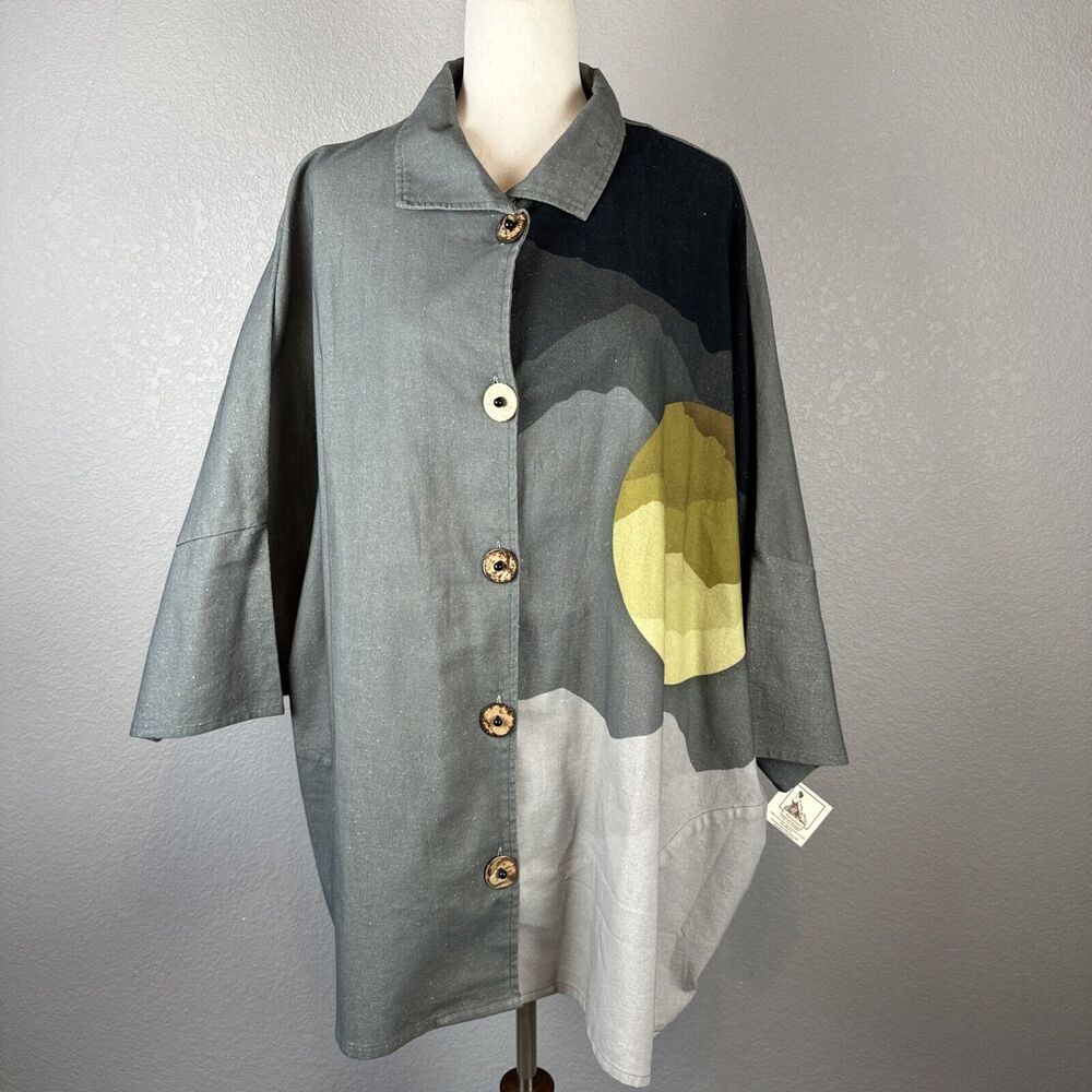 Cupcake International Lagenlook Oversized Jacket OS Cotton Cloud Sun Mountain